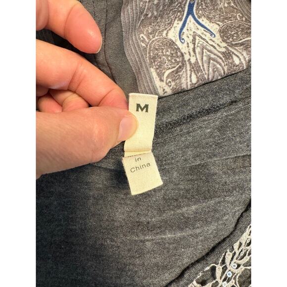 Tiny Dressy Blouse Top Lace Shoulder Design Size M Silver Gray - Picture 7 of 7